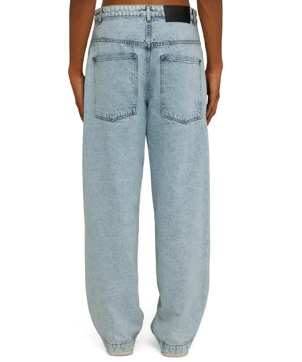 MSGM Jeans Baggy A Gamba Dritta Con Abbottonatura Obliqua Blue Flash Sale