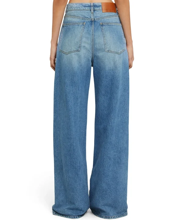 MSGM Jeans Flare A Gamba Larga In Tinta Unita Blue Shop