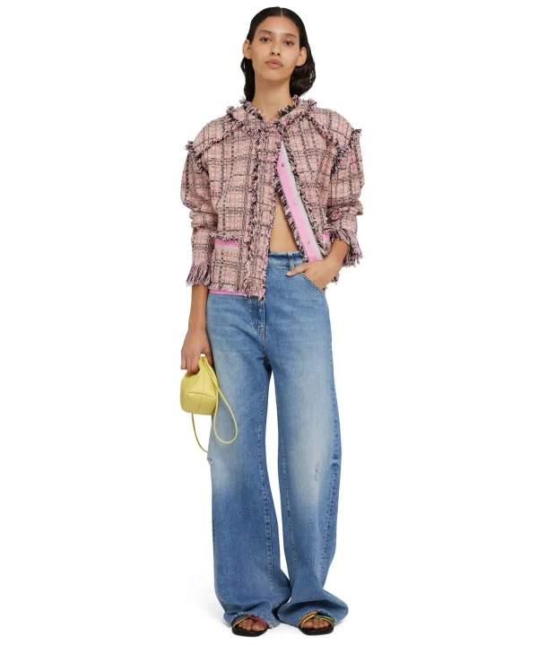 MSGM Jeans Flare A Gamba Larga In Tinta Unita Blue Shop