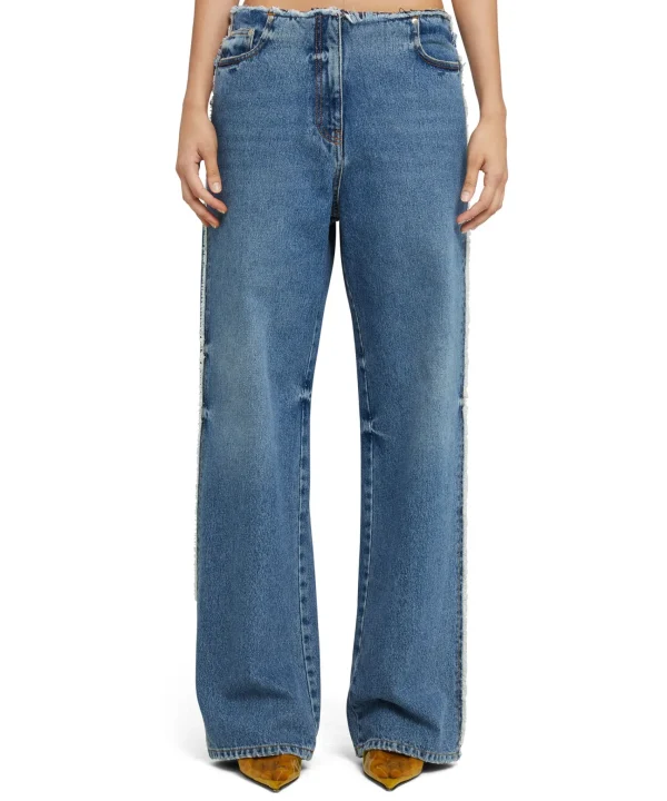 MSGM Jeans Vita Bassa A Gamba Dritta Blue Cheap