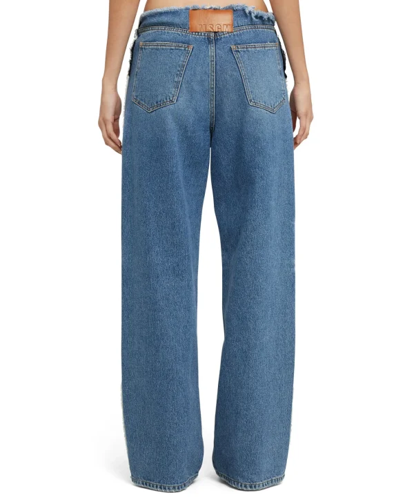 MSGM Jeans Vita Bassa A Gamba Dritta Blue Cheap