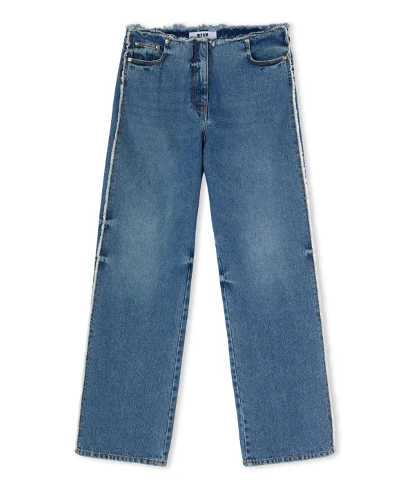 MSGM Jeans Vita Bassa A Gamba Dritta Blue Cheap