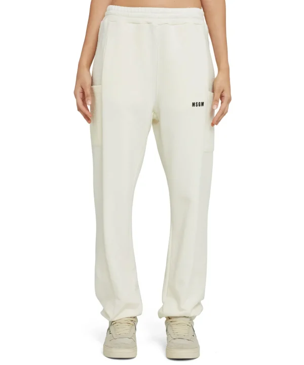 MSGM Joggers In Cotone Organico Certificato Della Capsule Fantastic Green Cream Flash Sale