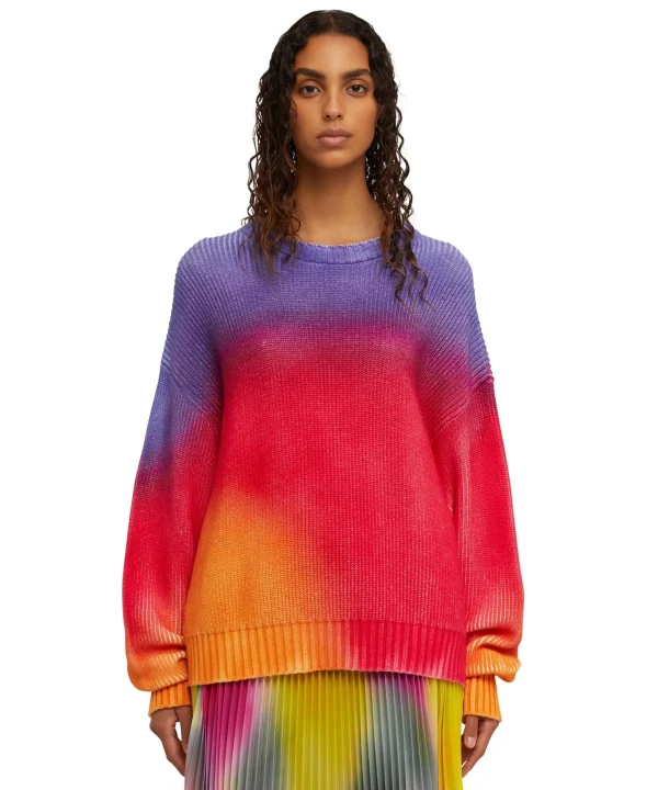 MSGM Maglione Girocollo In Cotone Tie Dye Grey Shop