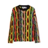 MSGM Maglione Girocollo In Maglia Di Cotone Con Rouches Multicolor Black Shop