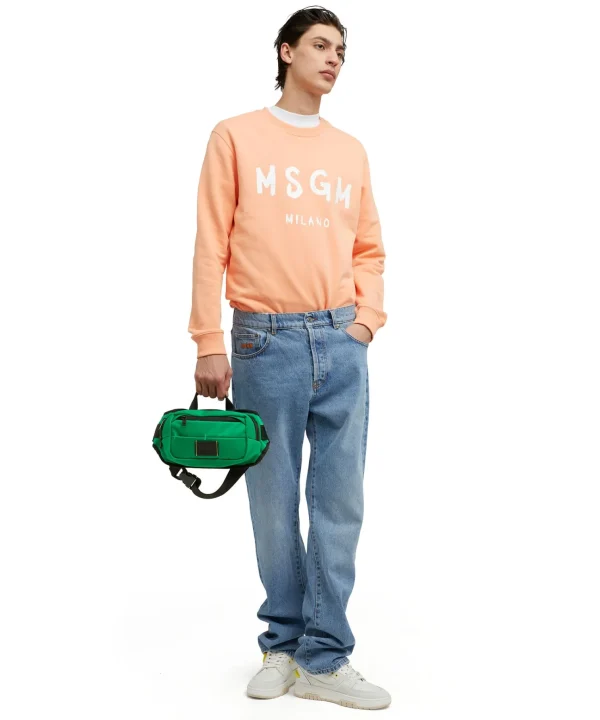 MSGM Marsupio In Nylon Signature Green Cheap