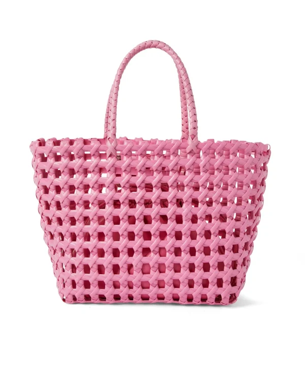 MSGM Mini Basket Net Bag Con Mini Pouch Corredata In Ecopelle Pink Fluo Discount