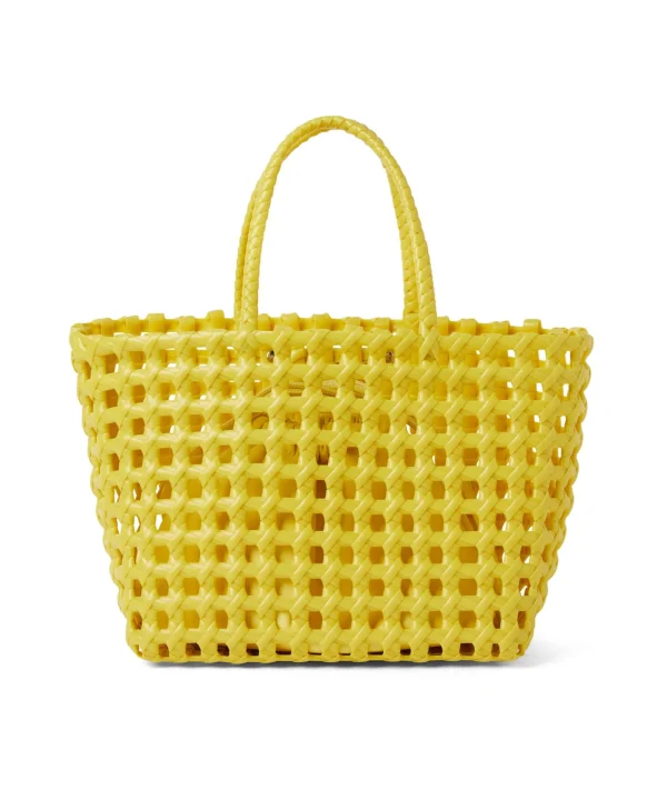 MSGM Mini Basket Net Bag Con Mini Pouch Corredata In Ecopelle Yellow Discount