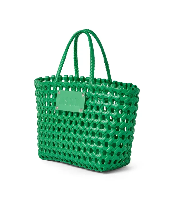 MSGM Mini Basket Net Bag Con Mini Pouch Corredata In Ecopelle Green Hot