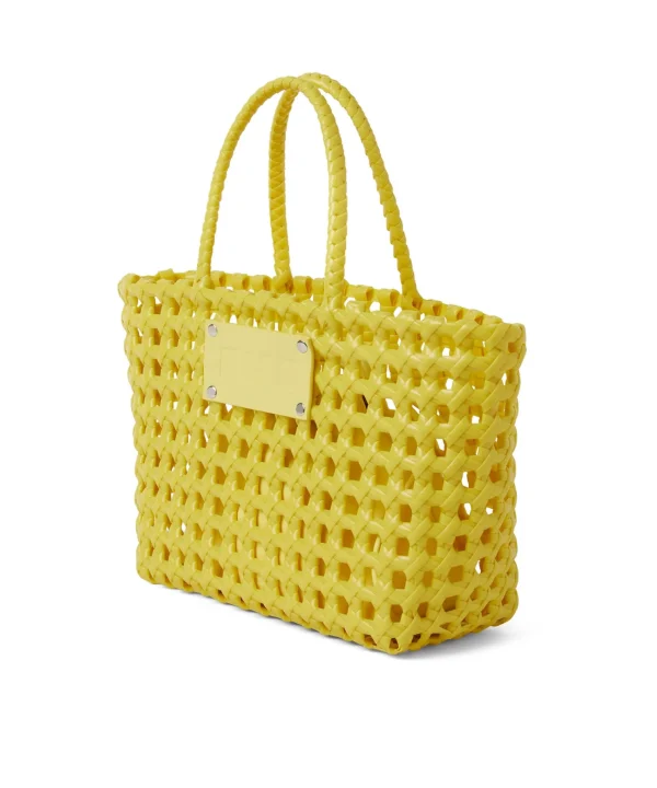 MSGM Mini Basket Net Bag Con Mini Pouch Corredata In Ecopelle Yellow Discount