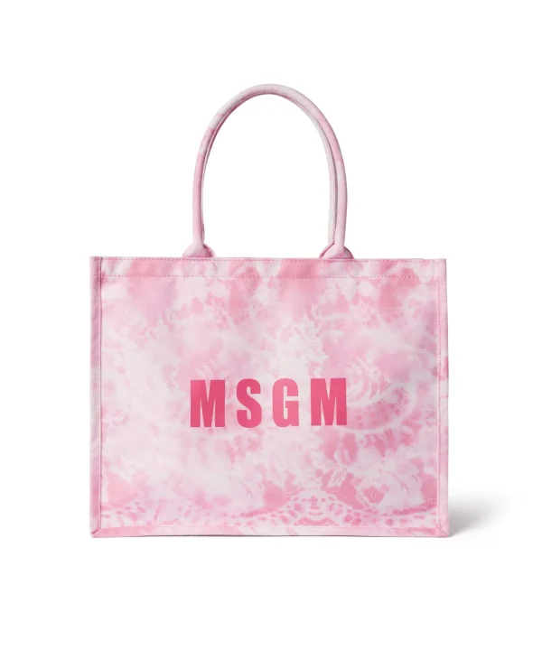 MSGM Mini Country Bag Con Stampa "Trompe L'Oeil Lace" Pink Best Sale