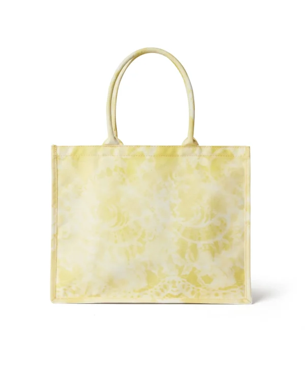 MSGM Mini Country Bag Con Stampa "Trompe L'Oeil Lace" Yellow Outlet