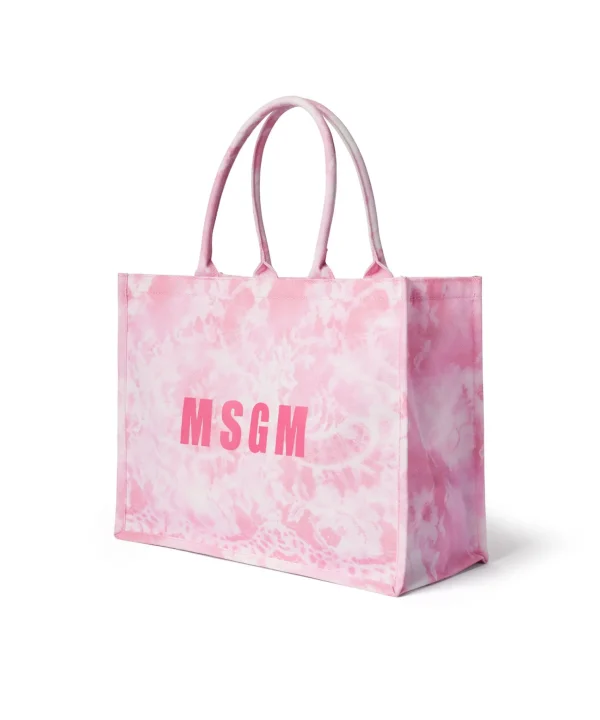 MSGM Mini Country Bag Con Stampa "Trompe L'Oeil Lace" Pink Best Sale