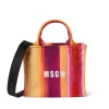 MSGM Mini Tote Bag In Cotone "Brushed Stripes" Con Logo Pink Fluo Fashion