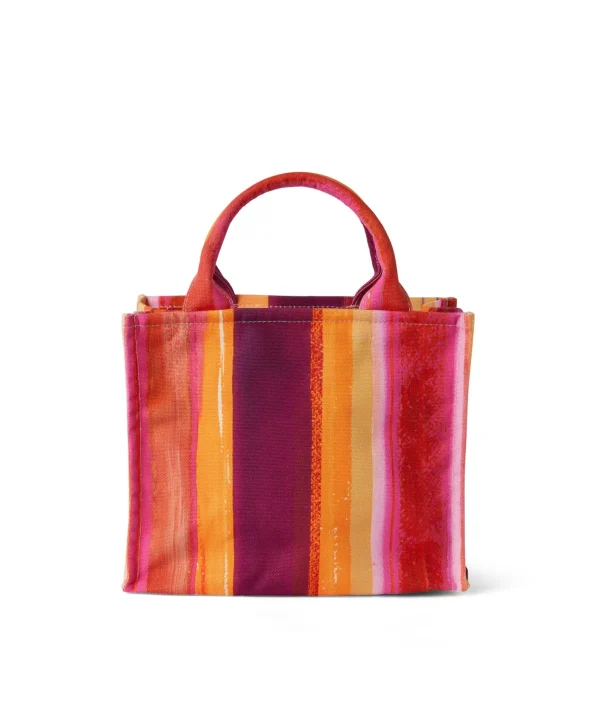 MSGM Mini Tote Bag In Cotone "Brushed Stripes" Con Logo Pink Fluo Fashion