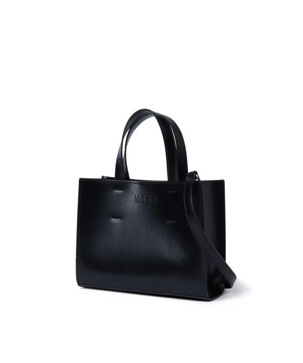 MSGM Mini Tote Bag In Ecopelle Con Micrologo Black Clearance