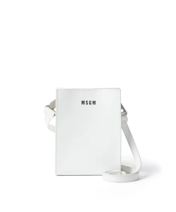 MSGM Mini Tote Con Micrologo White New