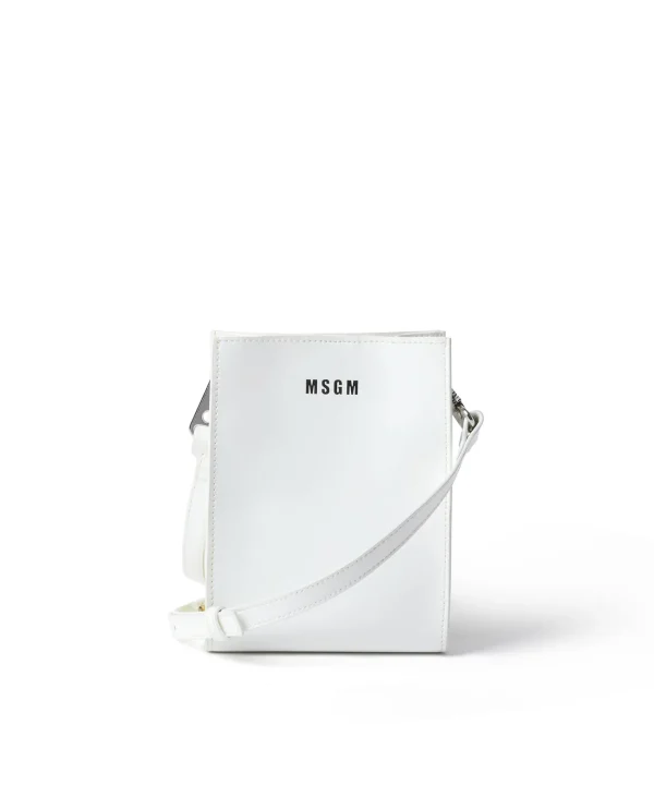 MSGM Mini Tote Con Micrologo White New