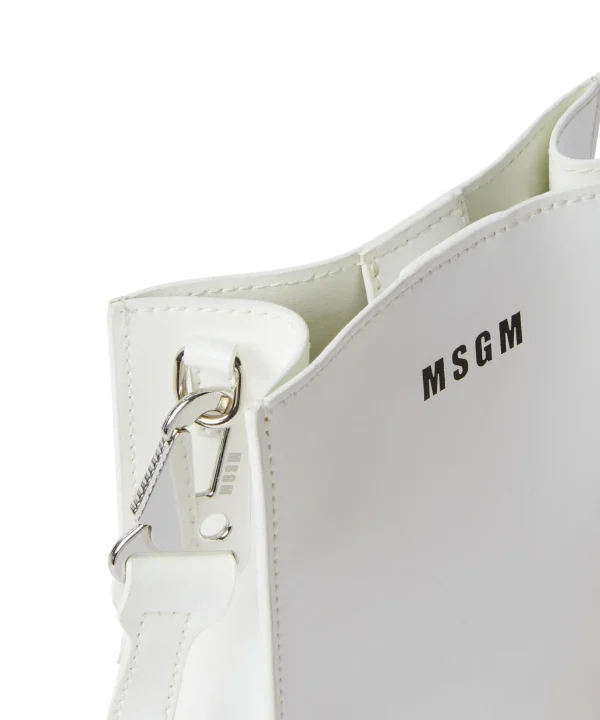 MSGM Mini Tote Con Micrologo White New