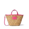 MSGM Mini Tote In Paglia Corredata Da Mini Pouch Fucsia Outlet