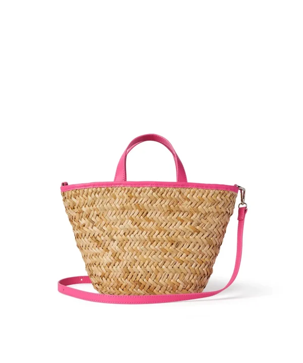 MSGM Mini Tote In Paglia Corredata Da Mini Pouch Fucsia Outlet