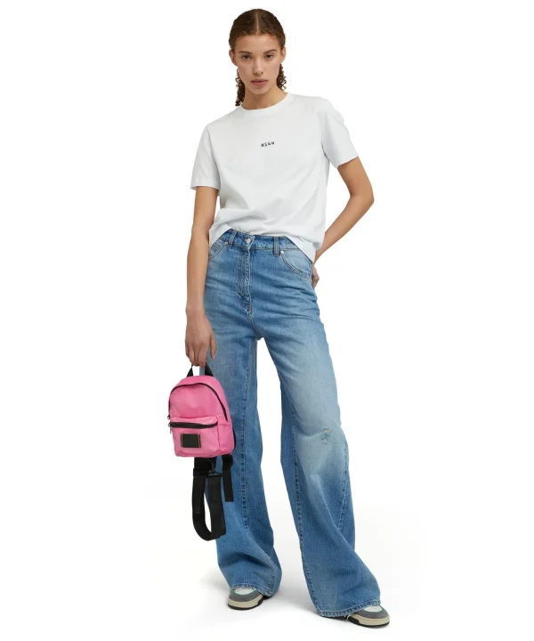 MSGM Mini Zaino In Nylon Signature Pink Fluo Best Sale