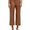 MSGM Pantalone A Boot-Cut A Gamba Dritta In Eco-Nappa Cognac Hot