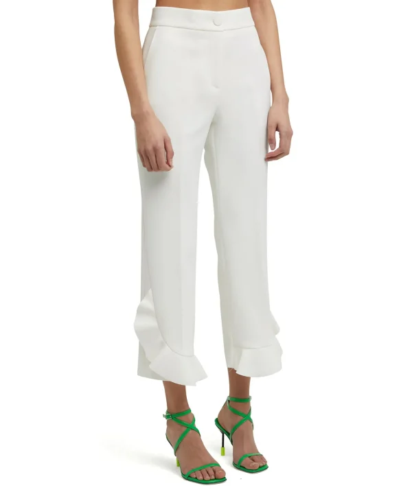 MSGM Pantalone A Gamba Dritta In Double Crepe Cady White Sale