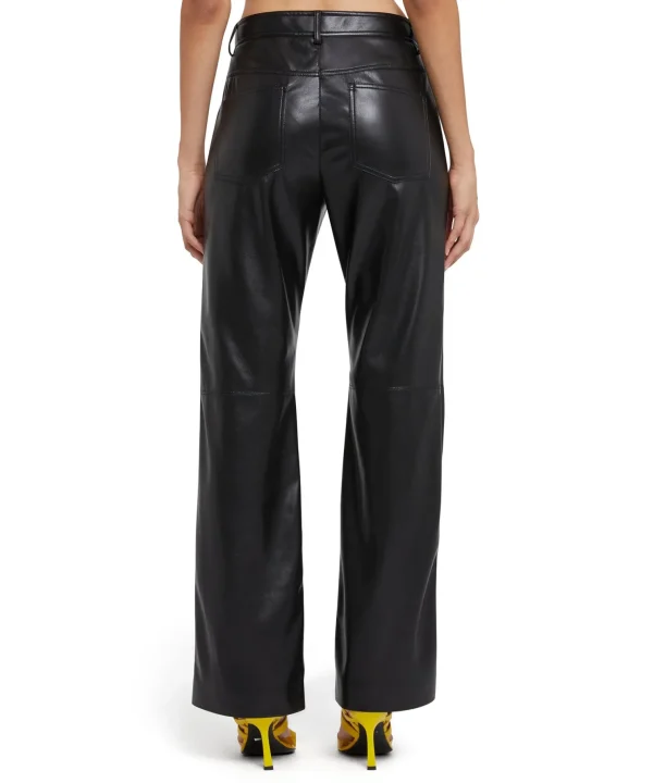 MSGM Pantalone A Gamba Dritta In Ecopelle Black Outlet