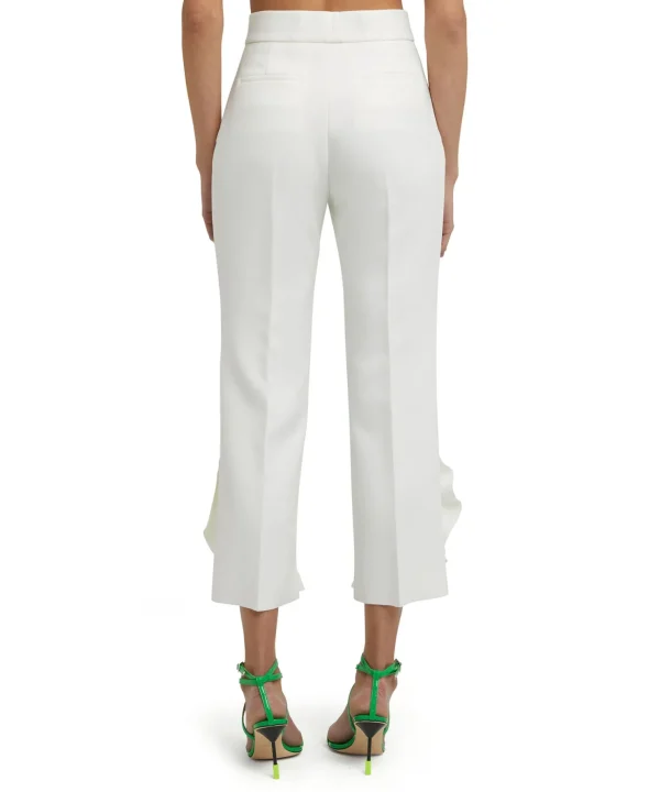 MSGM Pantalone A Gamba Dritta In Double Crepe Cady White Sale