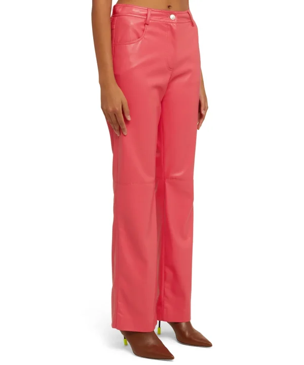 MSGM Pantalone A Gamba Dritta In Eco-Nappa Dark Pink Clearance