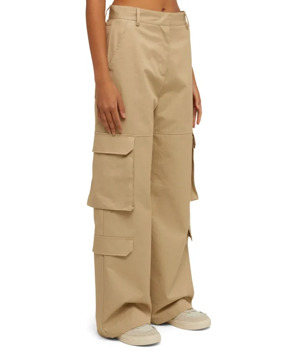 MSGM Pantalone Cargo A Gamba Dritta In Cotone Tinta Unita Beige Online