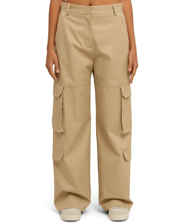 MSGM Pantalone Cargo A Gamba Dritta In Cotone Tinta Unita Beige Online