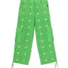 MSGM Pantalone Cargo In Cotone Sangallo Tinta Unita Green Clearance