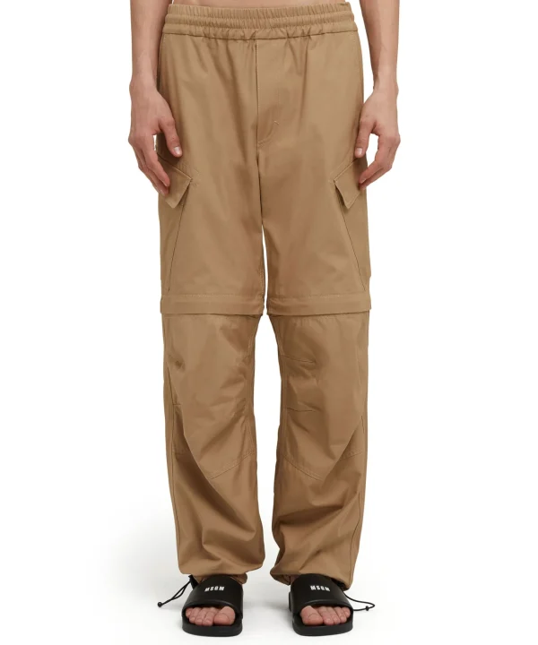 MSGM Pantalone Cargo In Cotone Tinta Unita Beige Discount