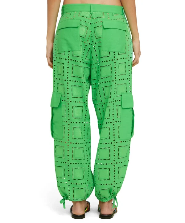 MSGM Pantalone Cargo In Cotone Sangallo Tinta Unita Green Clearance