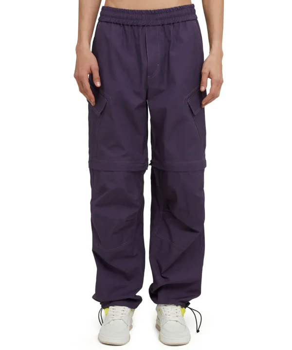 MSGM Pantalone Cargo In Cotone Tinta Unita Dark Purple Flash Sale