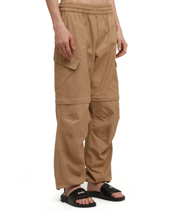 MSGM Pantalone Cargo In Cotone Tinta Unita Beige Discount