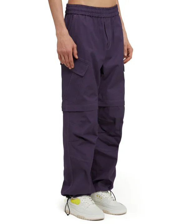 MSGM Pantalone Cargo In Cotone Tinta Unita Dark Purple Flash Sale