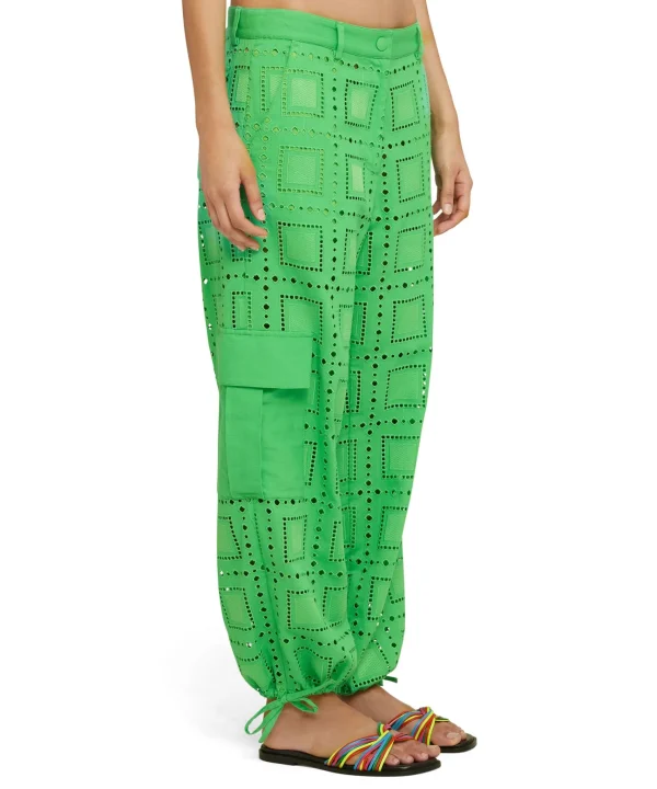 MSGM Pantalone Cargo In Cotone Sangallo Tinta Unita Green Cheap