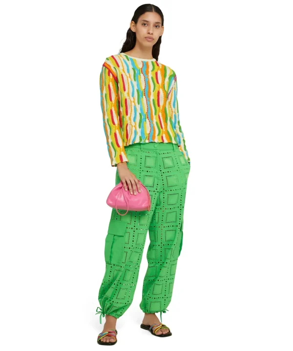 MSGM Pantalone Cargo In Cotone Sangallo Tinta Unita Green Clearance