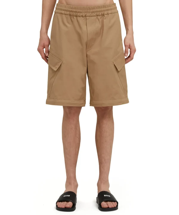 MSGM Pantalone Cargo In Cotone Tinta Unita Beige Discount