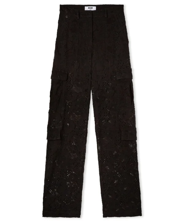 MSGM Pantalone Cargo In Pizzo Black Clearance