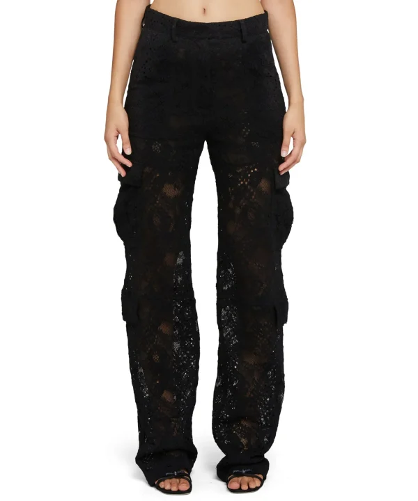 MSGM Pantalone Cargo In Pizzo Black Clearance