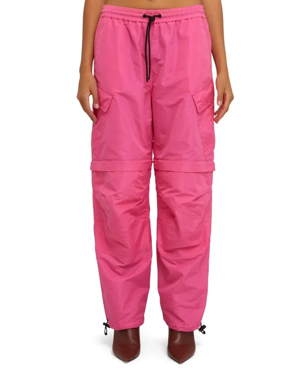 MSGM Pantalone Cargo In Taffeta Tinta Unita Dark Pink Store