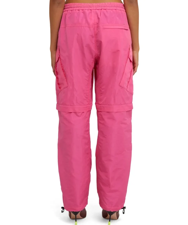 MSGM Pantalone Cargo In Taffeta Tinta Unita Dark Pink Fashion