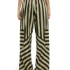 MSGM Pantalone Fluido A Gamba Dritta In Twill Di Viscosa Con Stampa "Jumbo Stripe" Beige Best Sale