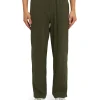 MSGM Pantalone Fluido In Viscosa Tinta Unita A Gamba Dritta Military Green Sale