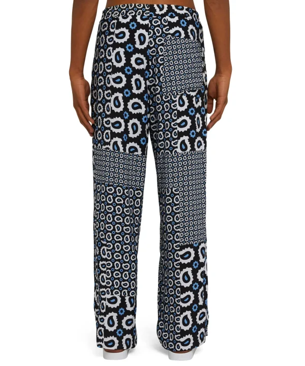 MSGM Pantalone Fluido In Viscosa A Gamba Dritta Con Stampa "Patchwork Paisley" Cream Fashion