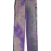 MSGM Pantalone Fluido Tie Dye A Gamba Dritta In Viscosa Purple Tye Dye Fashion